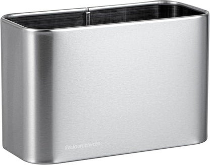 Restaurantware Stainless Steel Utensil Holder 1 Count 7 x 3.3 x 5.1 Inches Durable Cutlery Storage Flatware Organizer Rust-Resistant Sink Caddy Silver Kitchenware Holder
