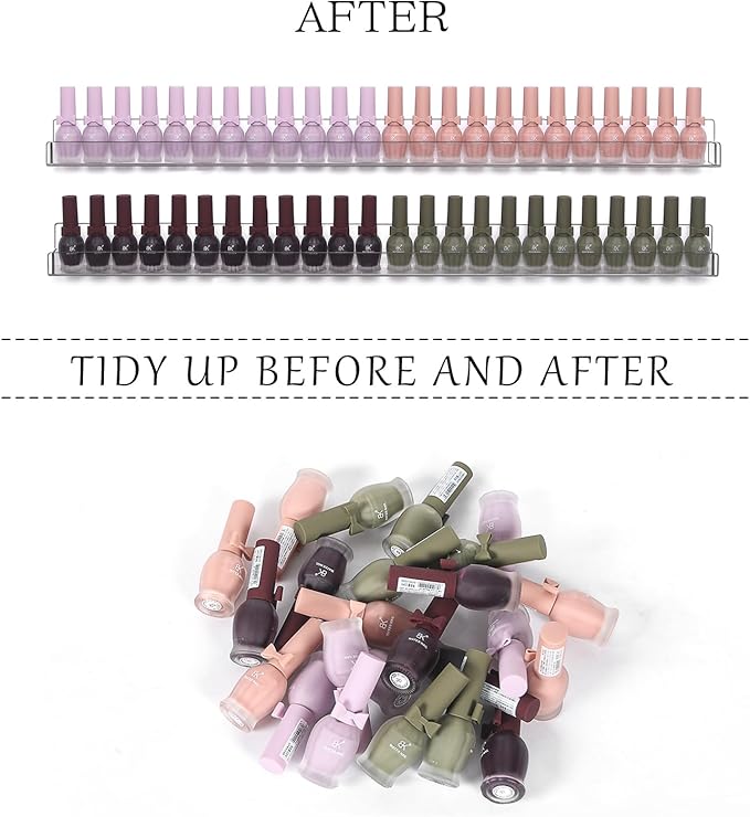 6Pcs/Set 24 Inch Nail Polish Rack Wall Mounted, Lipstick Essential Oil Bottle Clear Holder Organizer, Big Display Stand Wall Shelf for Bottle Cup Make-ups