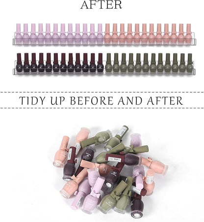 6Pcs/Set 24 Inch Nail Polish Rack Wall Mounted, Lipstick Essential Oil Bottle Clear Holder Organizer, Big Display Stand Wall Shelf for Bottle Cup Make-ups