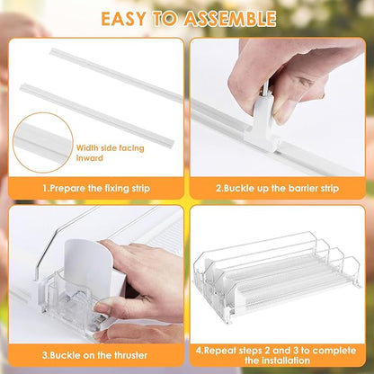 Drink Organizer for Fridge, Self-Sliding Soda Can Dispenser for Refrigerator, Width Adjustable Beverage Pusher Glide, 3 Rows Can Organizer with 12oz 16oz 20oz Soda Dispenser (White, 31CM3 Row)
