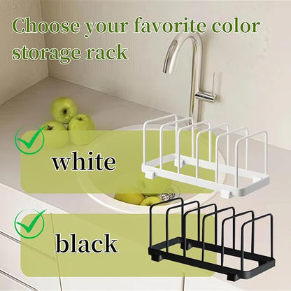 Cutting board organizer Dish rack Pot Lid Organizer for Bakeware, Dish Plate, Cutting Boards, Pots & Pans, Drying Rack Storage Holder Organizer for Kitchen Cabinet/Sink/Kitchen countertops (White)