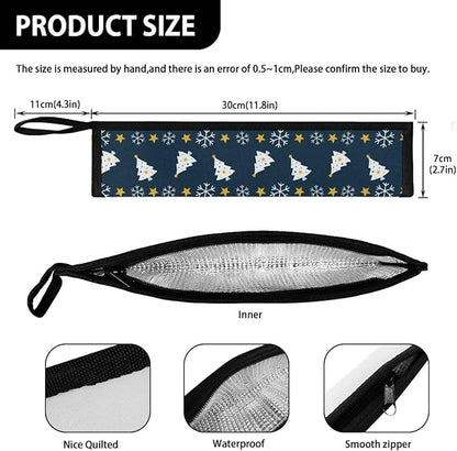 Christmas Trees Snowflakes Flatware Storage Bag Tableware Carrier Bag Dinnerware Organizer Easy of Cleaning & Light to Carry with Handle Holds up to The Rest of Time