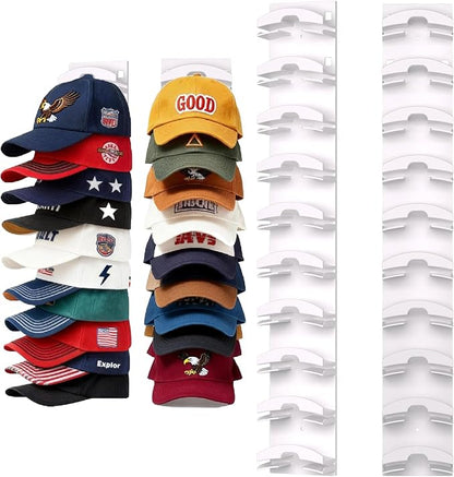 FAYYGYH Hat Organizer for Baseball Caps, Super Strong Hat Rack for Baseball Caps, Hat Hanger Holder Display for Door Closet, No Drilling Minimalist Hat Organizer Display for Home Decor (White)