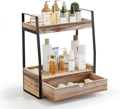 Boulphia 2-Tier Bathroom Organizer Countertop, Bathroom Sink Organizer Countertop, Vanity, Counter Shelf, Brown