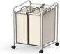 Simple Houseware 2-Bag Heavy Duty Rolling Laundry Sorter Cart, Chrome – 2 Section Removable Bags and Lockable Wheels for Laundry Room Organization