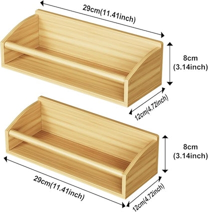 Mystozer 2 Pack Magnetic Spick Rack for Refrigerator, Fridge Organizer Shelf Kitchen Appliances Kitchen Essentials Kitchen Organization Kitchen Storage Kitchen Essentials(Bamboo Wood)