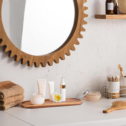 Wooden Decorative Trays 2PCS Farmhouse Wood Trays Bathroom Vanity Bathroom Counter Wood Tray Home Rustic Decor Trays, Bath Tray Countertop, Wooden Plates for Decorative Vanity Decor