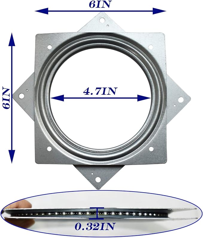 6Inch Lazy Susan Hardware, 10 Pack Square Rotating Bearing Plate, 500lbs Capacity Lazy Susan Turntable Bearing for for Serving Trays, Kitchen Storage Racks, Craft Table, Zinc Plated Steel Swivel Plate