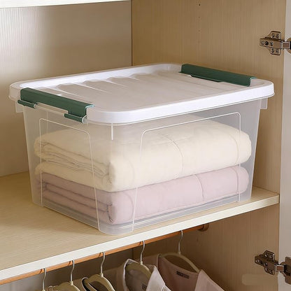 20 Quart Stackable Plastic Storage Bins with Lids, 6 Pack Durable Nestable Containers, Clear Latching Storage Box