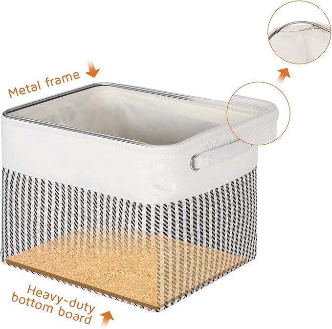 Foldable Storage Bin Collapsible Fabric Storage Basket Cube with Durable Handles Closet Organizer Bins for Organizing Shelves Drawers, Set of 3, 12" x 10" x 9.5", Houndstooth