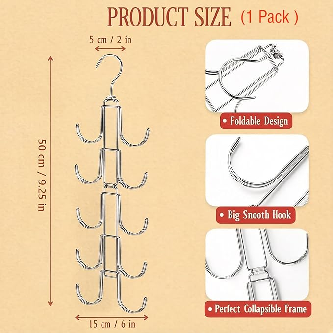 Baseball Hat Organizer for Closet, Collapsible Caps Rack with 10 Rotatable Large Hooks, Hat Hanger for Display,Storage and Closet Organizers,Metal Space Saving Holds Up to 40 Caps (1 Pack)
