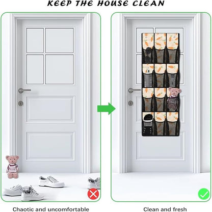 12-Pocket Waterproof Oxford Cloth Storage Hanging Bag Behind The Door, Foldable Large Capacity Organizer for Bathroom Closet Bedroom and Pantry Door, Easter Carrot