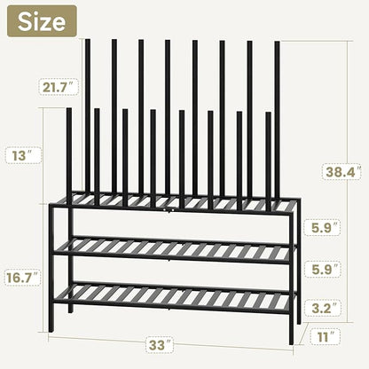 Boot Rack for Tall Boots Organizer,3-Tier Multiuse Shoe Rack and Boot Storage Rack,for Tall Boots,Sneakers,High-Heel (Black, 3-Tier-Long)