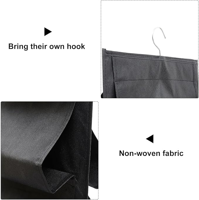 Large Capacity Foldable Hanging Shoe Storage Bag, Black Non-woven Fabric Organizer Multiple Grids for Closet and Home Use, Portable Shoe Holder for Travel and Domestic Storage