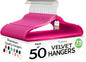 Techzoo Premium Velvet Hangers 50 Pack Ultra Thin Non Slip Adult Felt Space Saving Suit Hanger for Closet Heavy Duty Coat Pants Jackets Dress Hangers 360° Swivel Hook Hold Upto 10 lbs Dark Pink