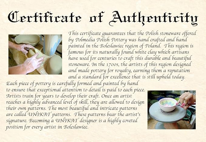 Polmedia Polish Pottery Salt Cellar, Salt Pig, Sponge Holder, Whale - Winter Sparrow Pattern Handmade in Boleslawiec Poland by Ceramika Artystyczna + Certificate of Authenticity