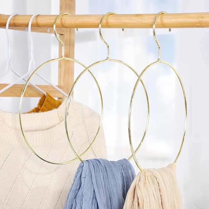 STOBAZA 5-Pack Scarf Organizer Hangers for Closet – Metal Non-Slip Scarf Holder, Space-Saving Belt & Tie Hanger for Neckties, Shawls Scarves, Veils, Pashminas Display, Tank Tops, Accessories