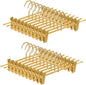 20 Pack Matte Gold Aluminum Pants Hangers with 2 Adjustable Clips & 360° Swivel Hooks, Lightweight & Sturdy, Non-Slip Rubber Pads for Trouser, Skirts, Jeans, Scarf, Camisoles, Kids & Adults