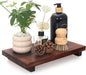 Farmhouse Bathroom Vanity Tray Wood Pedestal Stand Kitchen Countertop Trays Decorative Wooden Risers Dish Soap Dispenser Holder for Kitchen Counter Decor Modern Bathroom Sink Organizer Accessories