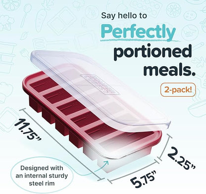 Souper Cubes 1/2 Cup Silicone Freezer Molds, Perfect for Storing Soups, Sauces, Juices, Desserts, Smoothie Prep and More, Freezer Portion Molds for Meal Prepping - Cranberry - 2-Pack