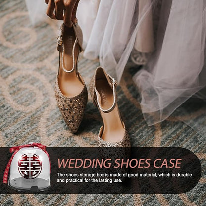 SHINEOFI Wedding Shoes Box Set with Shoe Rack Ribbon and Traditional Wedding Decoration – for Bride Door Blocking