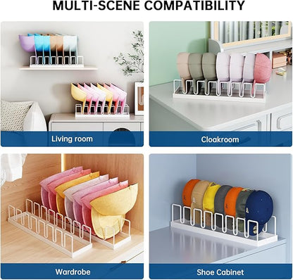 2 Pack Hat Stand for Baseball Caps Display and Organizer, Hat Holder, No Install Hat Organizer for 14 Baseball Caps for Bedroom, Closet, Dresser (White, Normal)