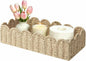 Scalloped Wicker Toilet Paper Storage Basket, Handwoven Paper Rope Basket Organizer for Toilet Tank & Shelves, Decorative Woven Storage Bin for Living Room, Bedroom & Coffee Table,Beige M