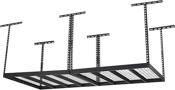 Klutch Overhead Garage Storage Rack — Adjustable Height, 96in.L x 48in.D x 23–37in.H