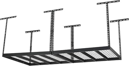 Klutch Overhead Garage Storage Rack — Adjustable Height, 96in.L x 48in.D x 23–37in.H