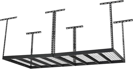 Klutch Overhead Garage Storage Rack — Adjustable Height, 96in.L x 48in.D x 23–37in.H