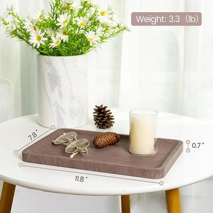 Karibiber Marble Vanity Tray, 11.8in Sandstone Bathroom Kitchen Tray for Countertop, Decorative Dresser Organizer, Perfume Storage, Jewelry Holder, Brown Stone Gift for Man