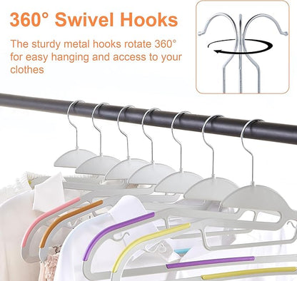 VECELO 25 Pack Coat Hangers, Premium Quality Plastic Suit Clothes Hanger, Non-Slip, Heavy-Duty, S-Shaped Opening, 360º Swivel Hook, Space-Saving for Bedroom Closet