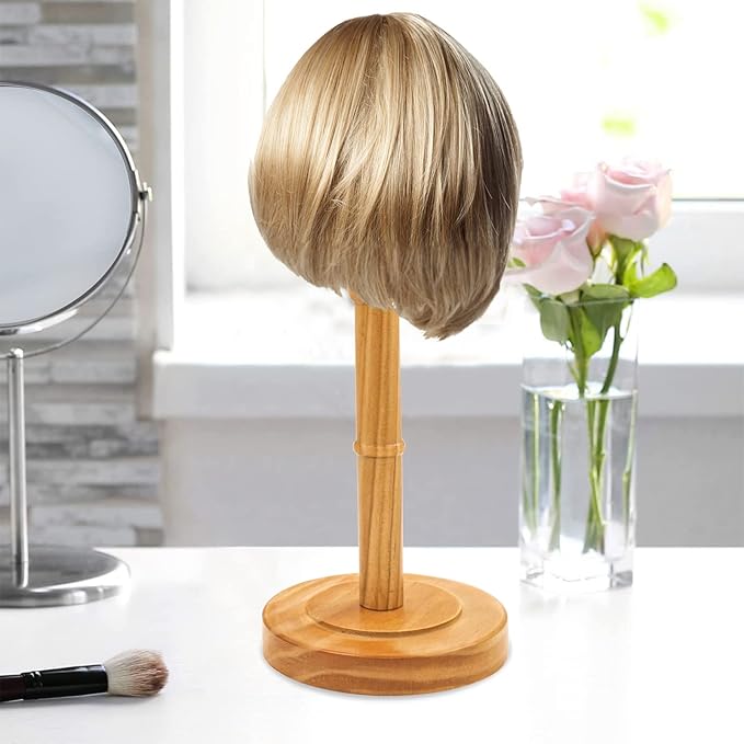 Freestanding Hat Stand, Tabletop Hat Rack, Wood Display Stand Holder for Caps and Wigs (Natural)(One Piece)