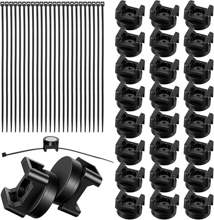 24 PCS Magnetic Zip Tie Mounts, Magnetic Cables Clips Organize and Secure Cable Wires with Powerful Multipurpose Cable Ties Mount Base for Electrical Wire