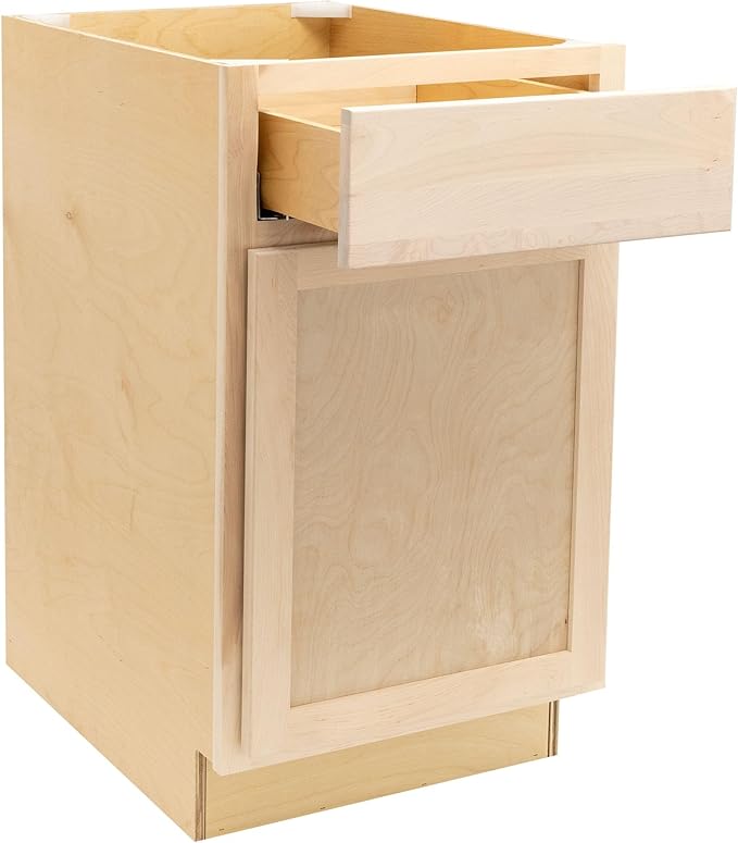 Quicklock RTA (Ready-to-Assemble) | Base Kitchen Cabinets - Shaker Style | Made in America (Raw Maple, 21" Wx34.5 Hx24 D Base)