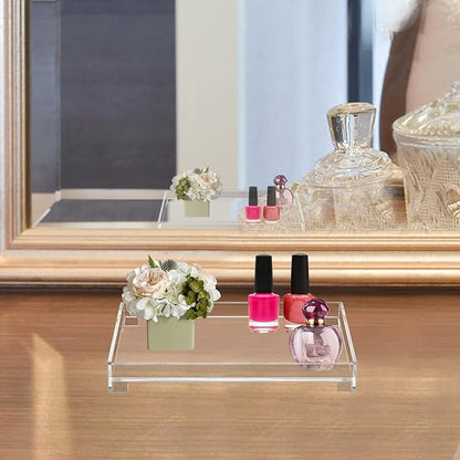 Vanity Bathroom Tray, Acrylic Rectangle Decorative Catchall Organizer Storage Tray (Medium-Clear)