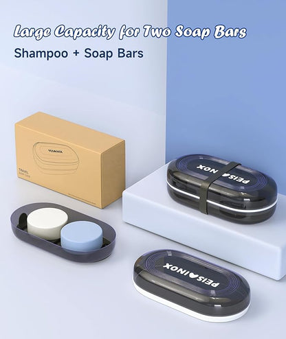 Doter Leakproof Travel Soap Dish with Lid - Draining Soap Bar Holder for Bathroom, Shower, Gym, School, Camping, Vacation, Outdoor