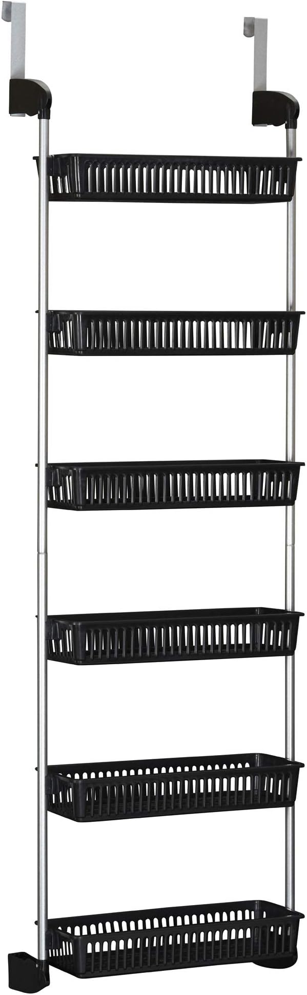 Household Essentials Black Iron & Plastic Overdoor Organizer with Six Baskets