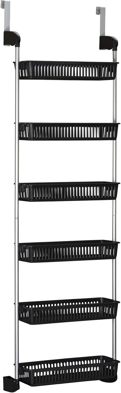 Household Essentials Black Iron & Plastic Overdoor Organizer with Six Baskets