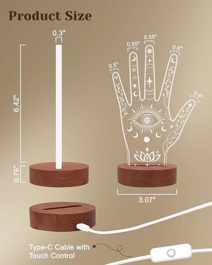 Attivolife Evil Eye LED Ring Holder Stand - Hand-Shaped Acrylic Jewelry Organizer Rack Bracelet & Ring Display for Women Friends Bestie