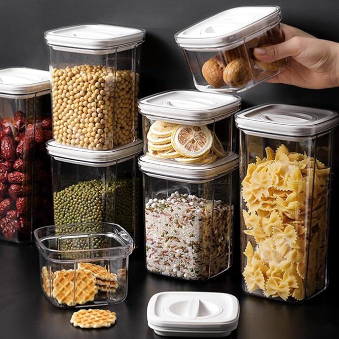 Cereal Storage Box,Large Capacity Airtight Food Storage Containers,Plastic Cereal Storage Containers for Kitchen Organizer White2000ml