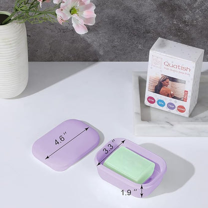 Quatish 2 Pack Travel Soap Container, Portable Soap Holder with Lid, Bar Soap Holder, Soap Case for Camping Gym Travel, Soap Box for Bathroom,Purple