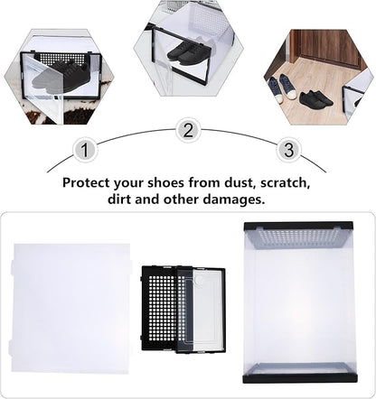 2 Pcs Drawer-style Shoe Storage Boxes Plastic Shoe Organizer Containers Stackable for Closet and Travel Storage Style
