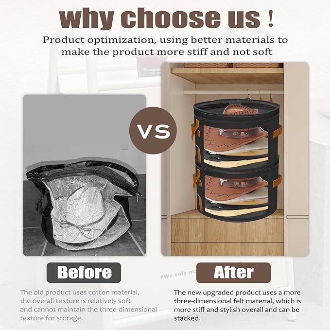 STARGAZ Oversized Clear Hat Storage Bag, Hat boxes for women storage, Cowboy hat storage, Hat accessories, hat organizer for closet, hat travel case with Handle, Holds Up to 10 Hats(Black 2 Pack)