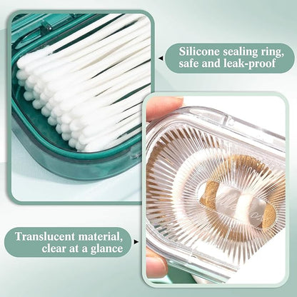Kigley 6 Pcs Hair Tie Container Small Portable Travel Cotton Swab Holder Dispenser with Lid Plastic Box Storage Containers for Small Items, 3.94 x 2.76 Inch (6 Colors)