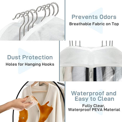LiaMeE 10'' Wide Gusseted Clear Garment Bags for Hanging Clothes, Suit Clothing Bags for Closet Storage Covers for Garment Protection, Suitable for Coats Dresses Fur Coats Shirts (40 inch 3Pack)