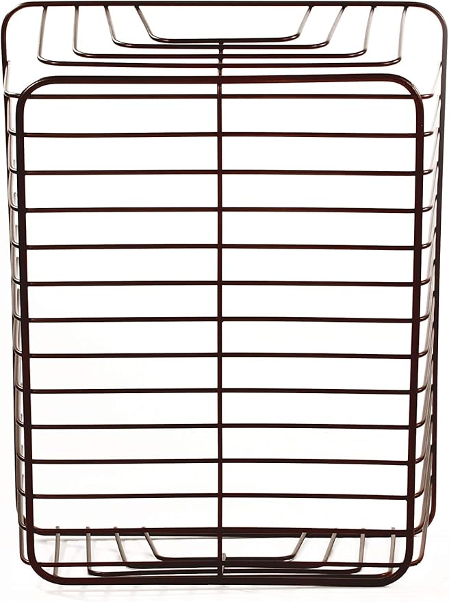 Spectrum Diversified Ashley Large, Decorative Steel Wire, Rust-Resistant Metal Storage Basket Built-in Handles, Bin for Bathroom, Pantry, Kitchen & Closet, Medium, Satin Nickel PC