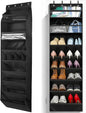 Over the Door Shoe Organizer, 1 Pack 8 Shelves Over The Door Shoe Organizer, 68" Exlarge Deep Pockets Hanging Shoe Organizer, Shoe Holder for Boots,Over Door Organizer in Home, RV, Dorm, Black