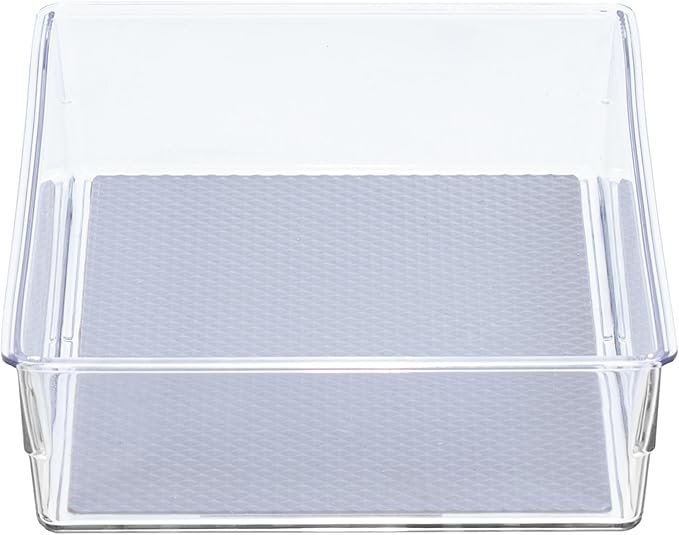 Glad Drawer Organizer Bin, 9x6 - Heavy Duty Clear Plastic Storage Tray for Junk Drawers, Kitchen Utensils, Bathroom Vanity, and Organizing Pantry - BPA Free, Food Safe, Non Slip