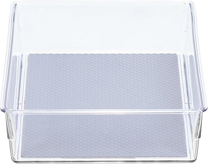Glad Drawer Organizer Bin, 9x6 - Heavy Duty Clear Plastic Storage Tray for Junk Drawers, Kitchen Utensils, Bathroom Vanity, and Organizing Pantry - BPA Free, Food Safe, Non Slip